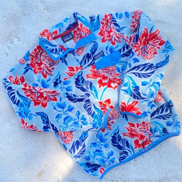 PATAGONIA Floral Manoa Dusk T Snap Fleece Synchilla Quarter Button Sz. S - Picture 7 of 7